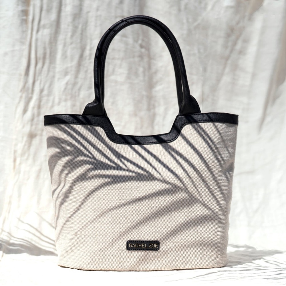 Rachel Zoe Capri Canvas Vegan Leather Trim Tote Bag